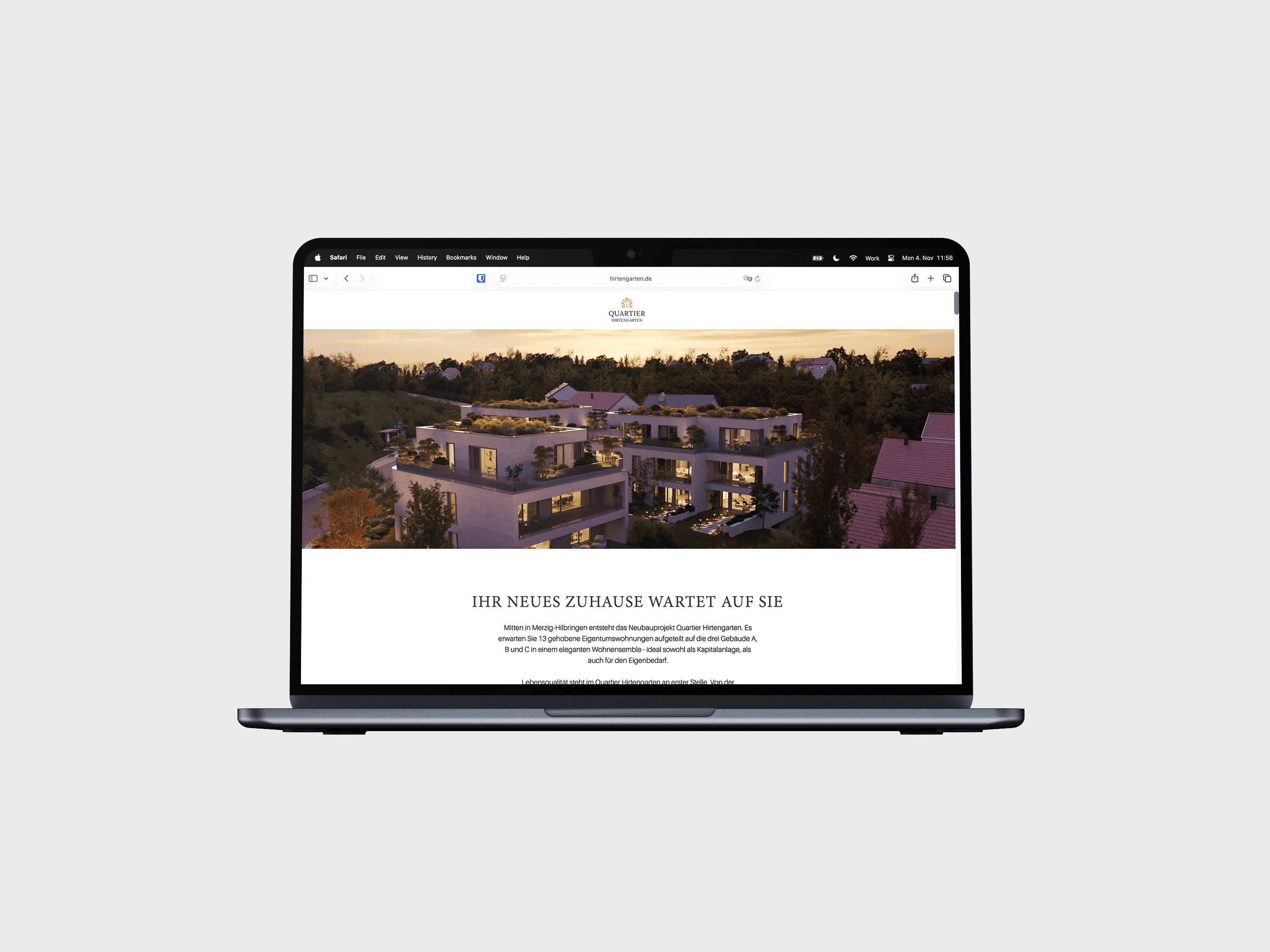Immobilien-Website am Bildschirm