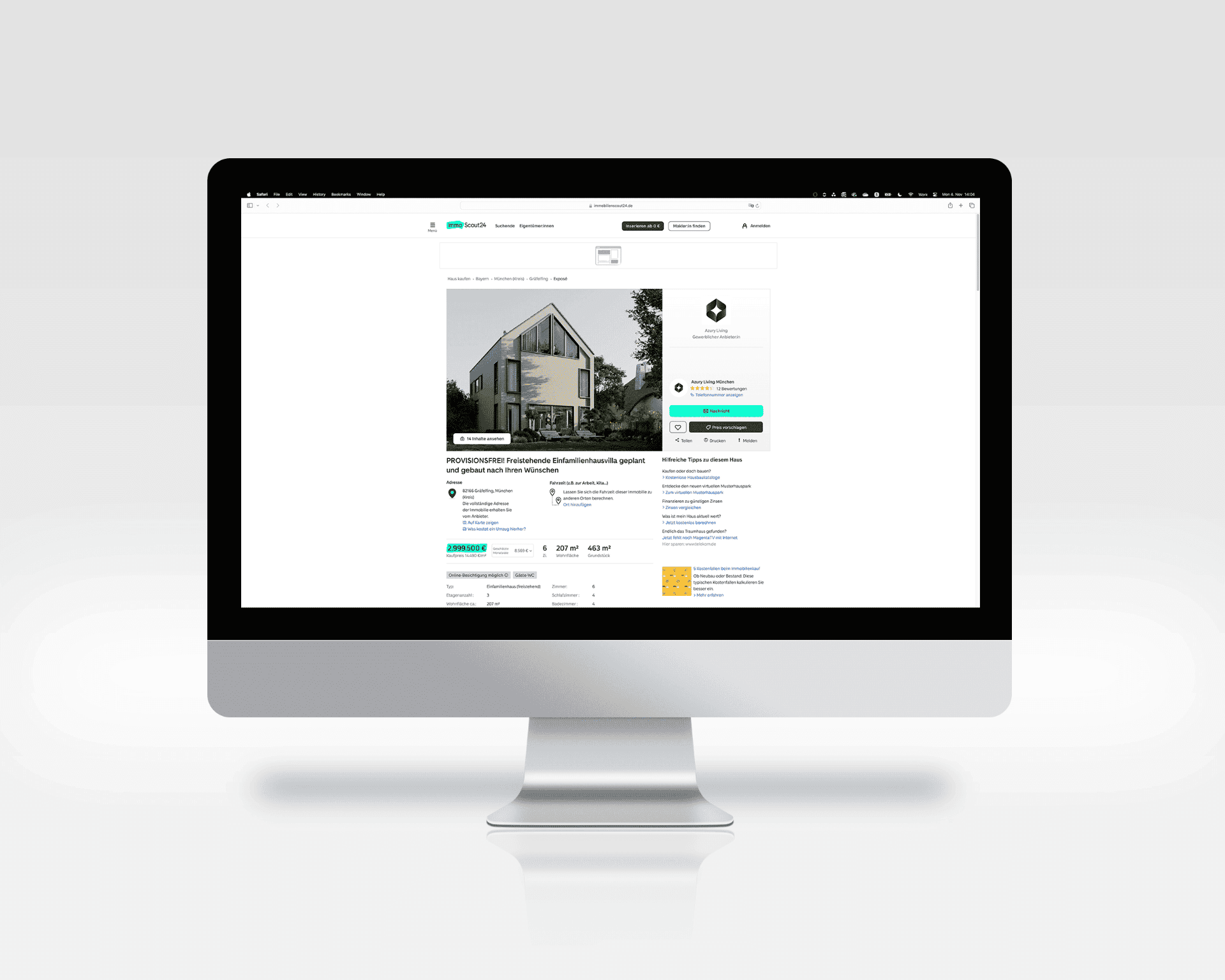 Immobilienportal-Listing auf Mac