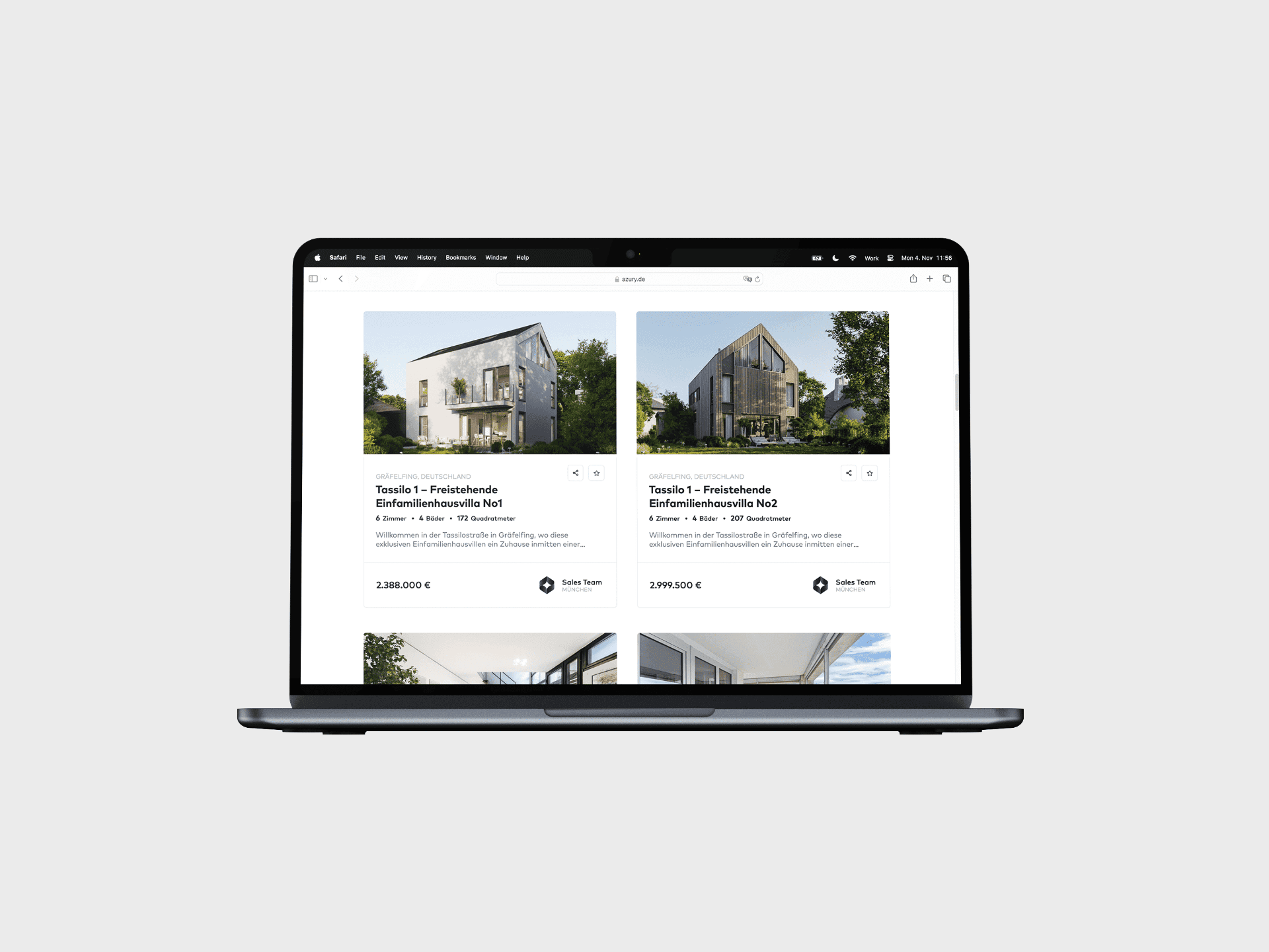 Azury Website auf MacBook